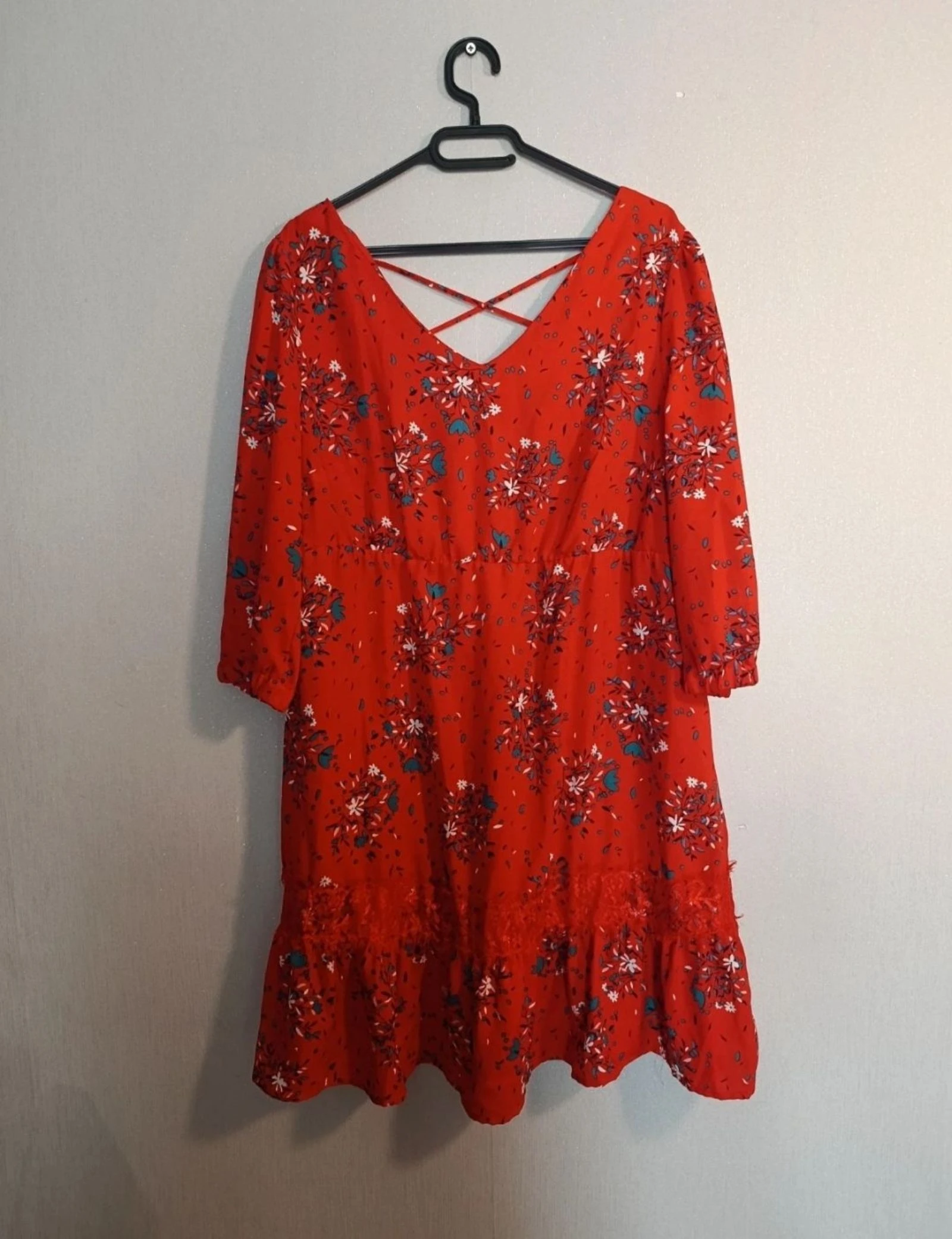 Robe Blancheporte rouge à imprimé fleuri  100% Viscose Taille 42 (FR) Manches 3/4